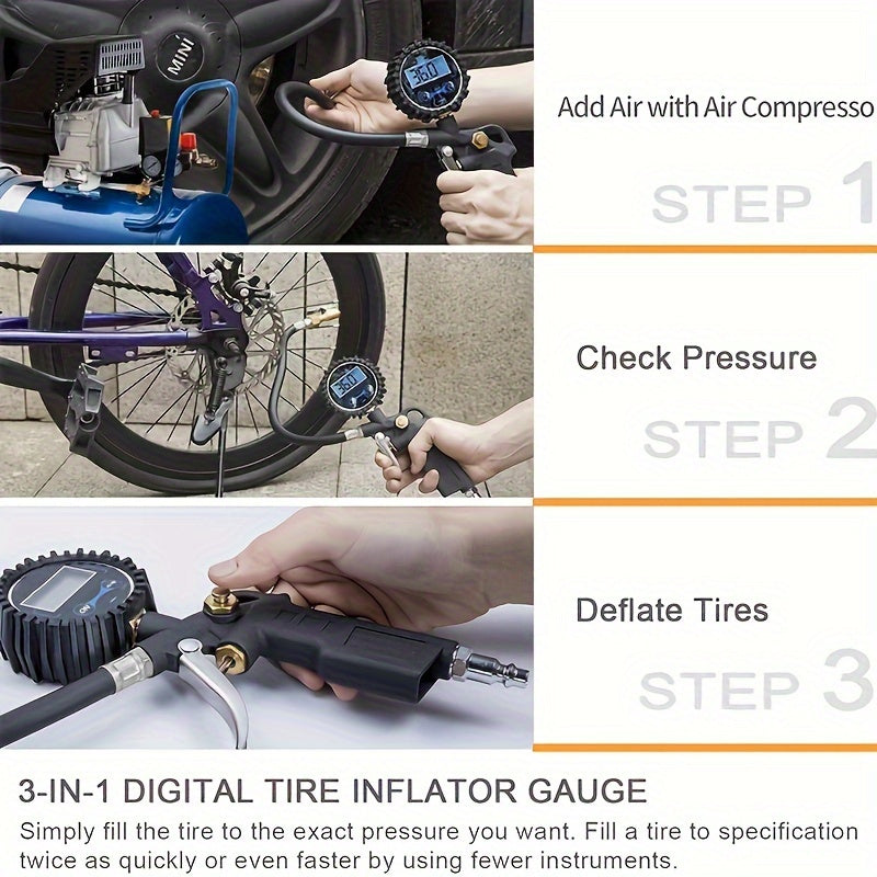 Digital Tire Pressure Gauge Inflator with LCD Screen