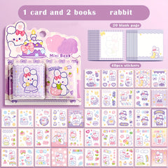 2pcs Mini Pendant Hand Account Book Blank Pages 40 Stickers
