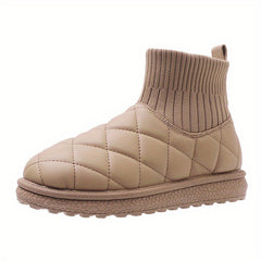 Women's Quilted Snow Boots Elastic Thermal Winter Ankle Boots