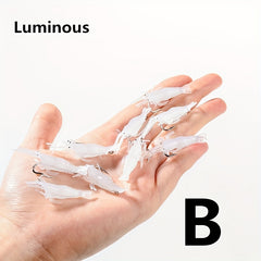 Luminous Soft Silicone Shrimp Baits with Iron Worm Hook - 50 pcs