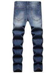 Slim Fit Ripped Jeans Men's Casual Distressed Denim Pants Spring Summer