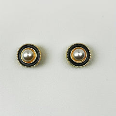 2pcs Round Shirt Button Covers with Pearl & Geometric Design
