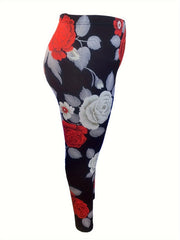 Rose Print High Rise Leggings