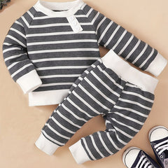 Toddler Striped Long Sleeve Pullover Tops & Pants Set