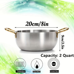 Stainless Steel Ramen Cooking Pot Pasta Stockpot with Double Handle