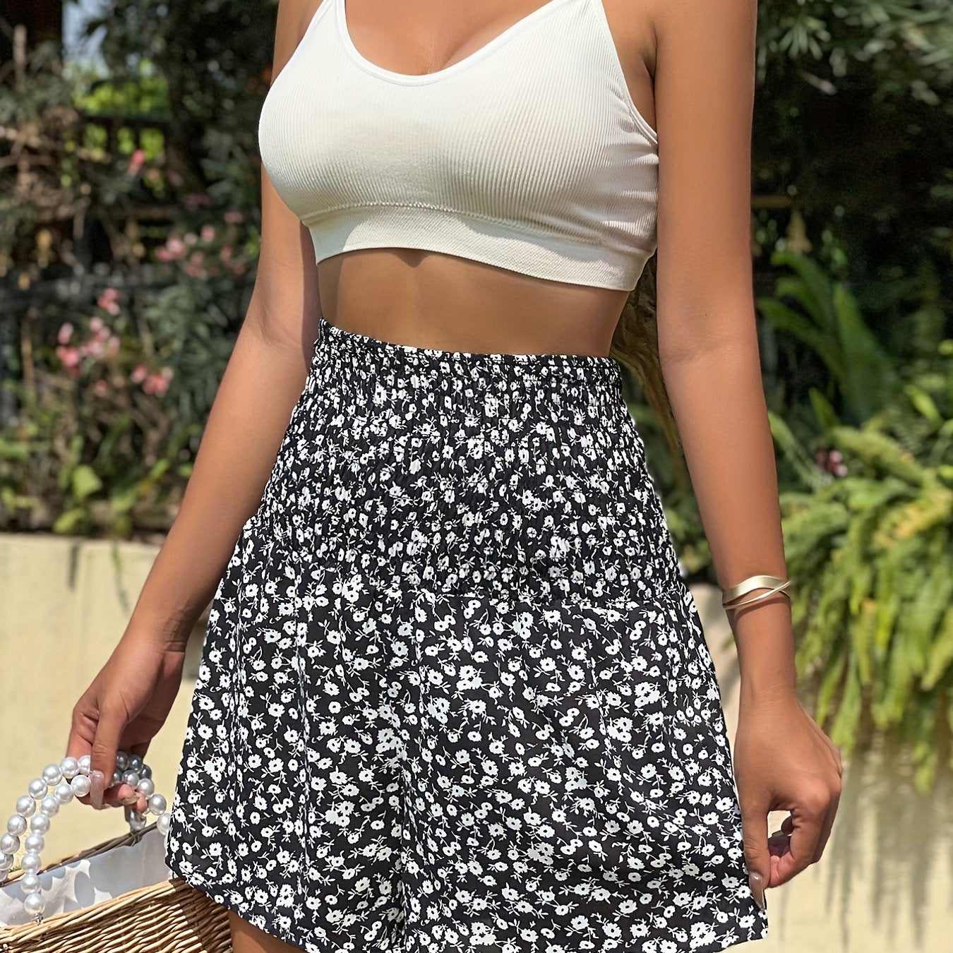 Floral Print High Waist Shorts for Spring & Summer