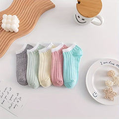5 Pairs Lightweight Mesh Ankle Socks Women's Stockings