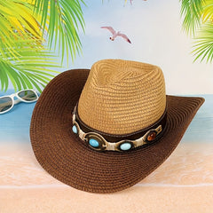 Casual Sunshade Straw Hat for Spring Summer Travel Unisex
