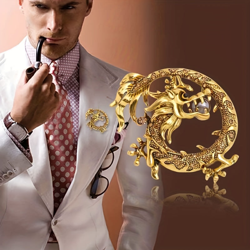 Alloy Zodiac Dragon Brooch Men's Corsage Pin