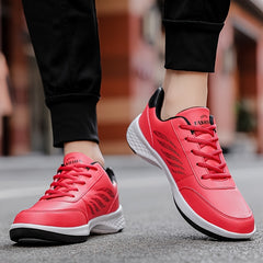 Men's Lace Up Running Sneakers Faux Leather Comfort Shoes