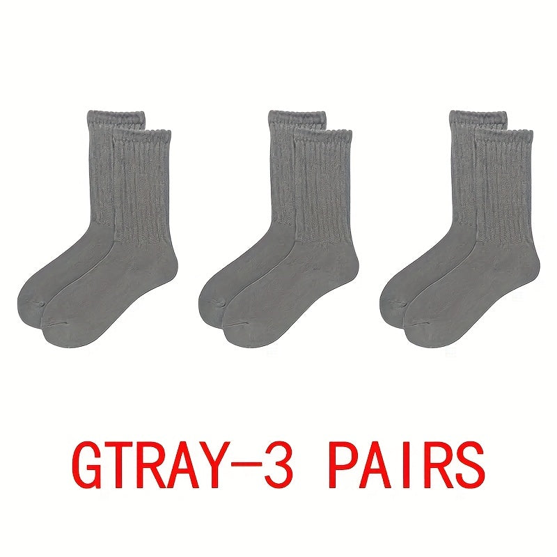3 Pairs Solid Mid Tube Sports Socks Women's Stockings