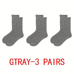 3 Pairs Solid Mid Tube Sports Socks Women's Stockings