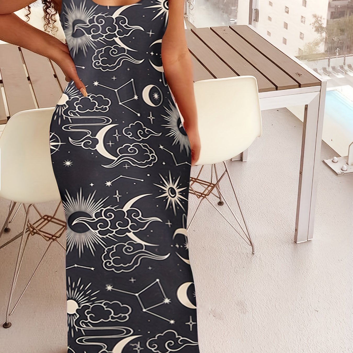 Moon Print Lounge Dress Women's Loungewear