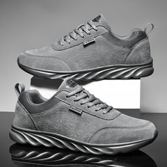 Men's Breathable Casual Lace Up Sneakers Comfortable Solid Shoes