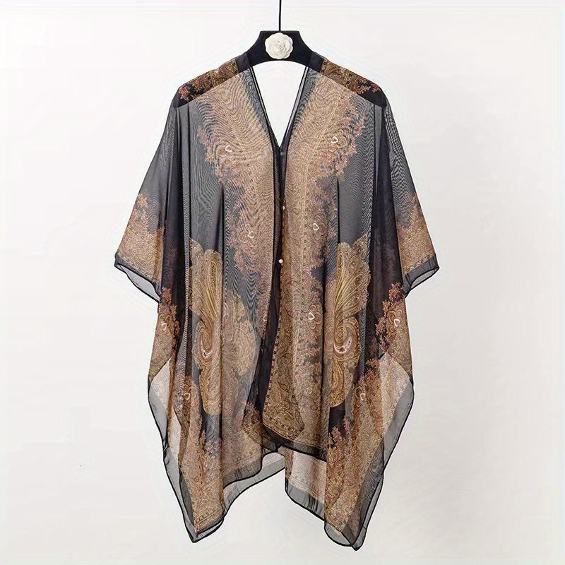 Paisley Print Chiffon Sunproof Bikini Cover Up Sarong