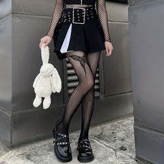 Butterfly Fishnet Tights Hollow Out High Waist Pantyhose Women's Stockings