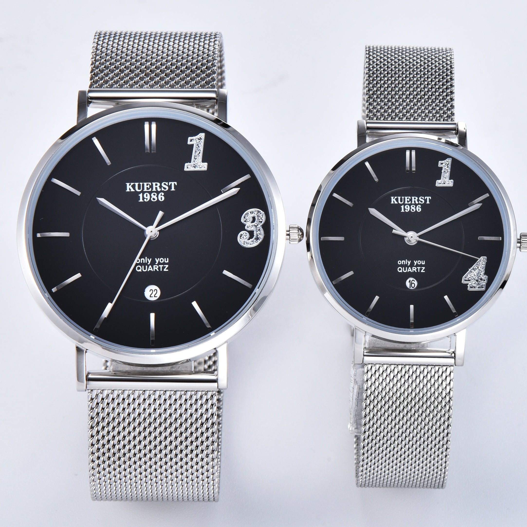 KUERST Teen s Watch Couple Mesh Strap Quartz Watch With Calendar