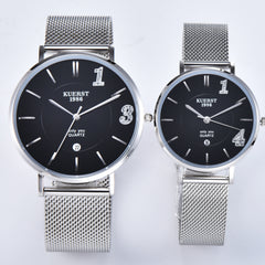 KUERST Teen s Watch Couple Mesh Strap Quartz Watch With Calendar