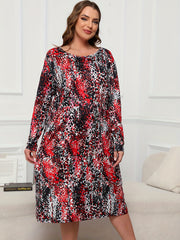 Leopard Print Long Sleeve Lounge Dress