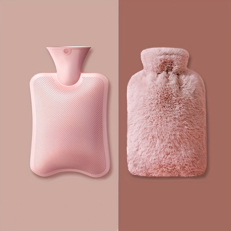 1000ml Faux Rabbit Fur Hot Water Bag Long lasting Warmth Hand Warmer