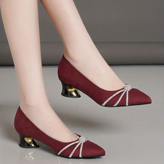 Women's Chunky Heel Pumps Pointed Toe Stylish Shoes