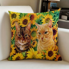 Christmas Halloween Cat Flower Pillowcase Sofa Cushion Home Decor