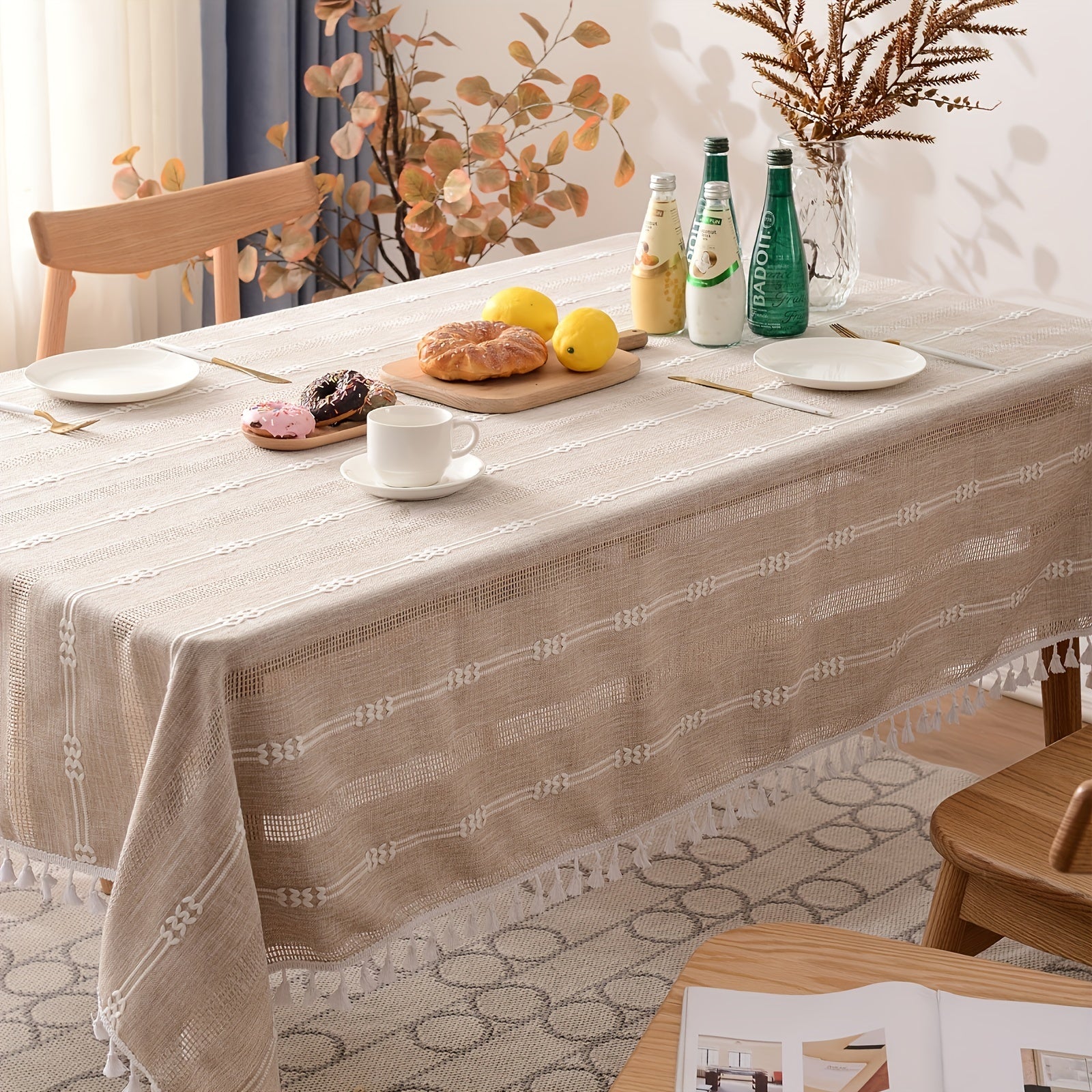 Bohemia Table Runner Tassel Tablecloth Family Dinner Pastoral Style