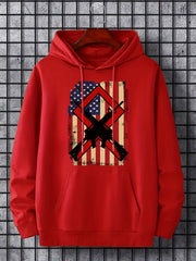 Men's Flag Print Hooded Sweatshirt Long Sleeve Personalized S