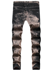 Tie Dye Regular Jeans Men's Street Style Denim Pants