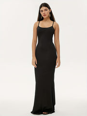 Square Neck Spaghetti Strap Long Dress Sexy Slim Waist Summer Bodycon Maxi Dress