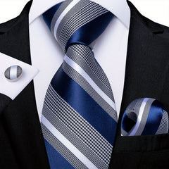 DiBanGu Formal Striped Necktie Set Gift For Men Wedding Tie Business