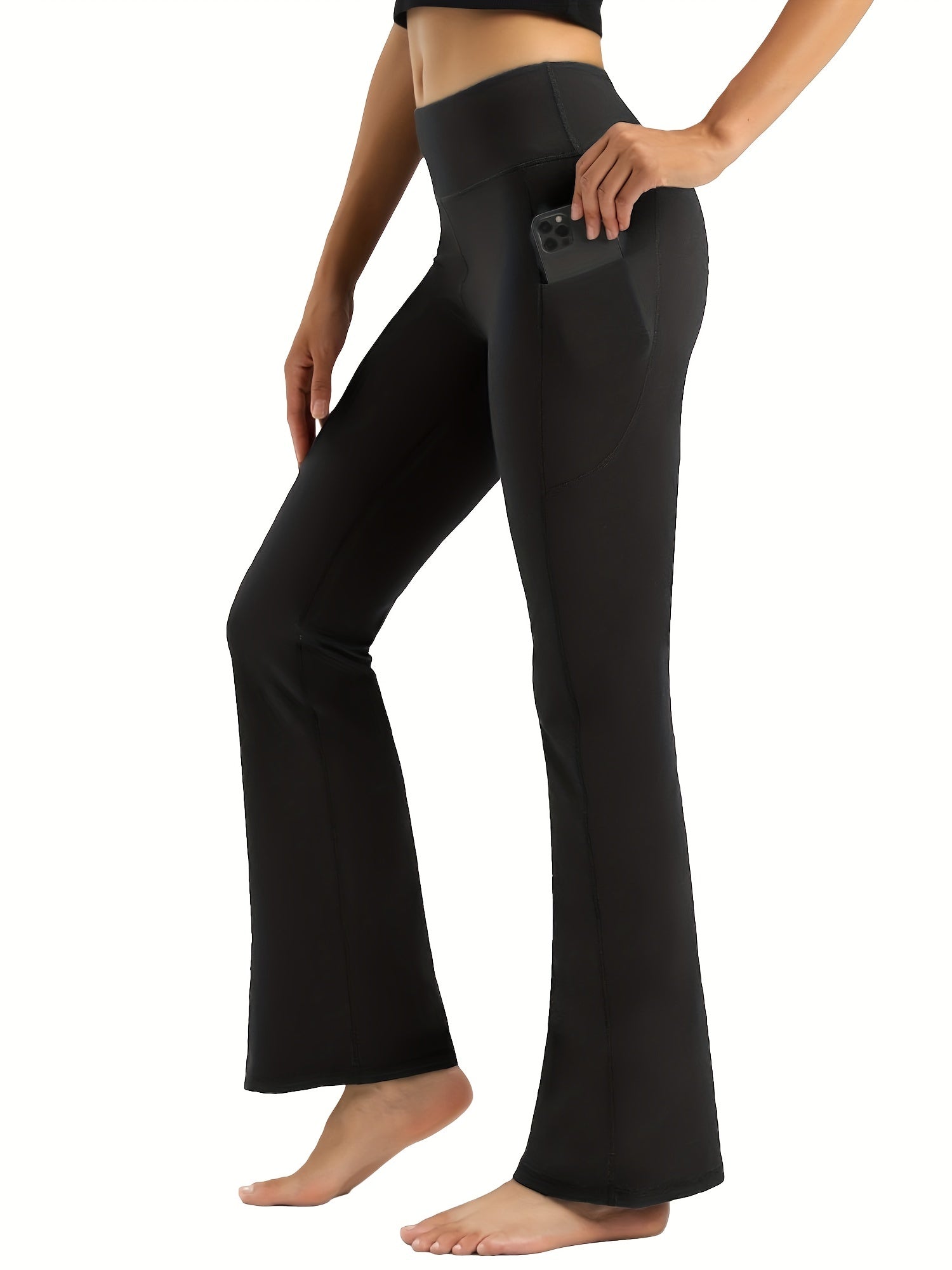 Women's Flare Yoga Pants With Pocket Elastic Waist Hip lifting Leggings