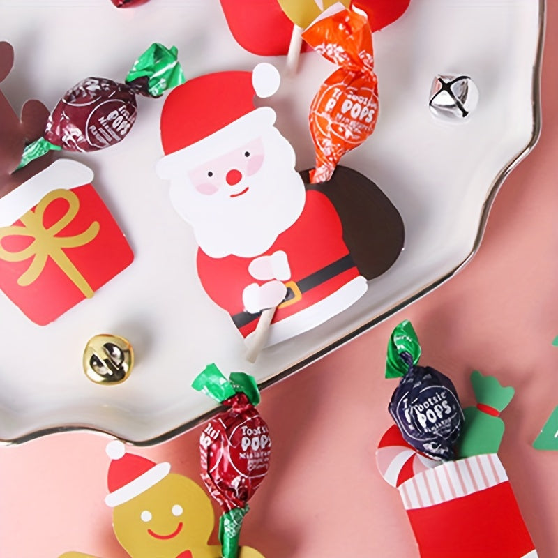 6pcs Christmas Lollipop Candy Packaging Card Santa Claus