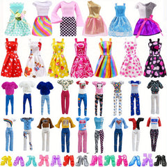 36pcs Doll Clothes and Jewelry Set for 29 Dolls Complete Outfits