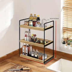 3 Tier Wooden Storage Rack Bathroom Kitchen Toiletries Flower Seasoning Shelf