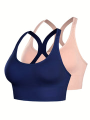 2pcs Wireless Sports Bras Comfy & Breathable Workout Bra