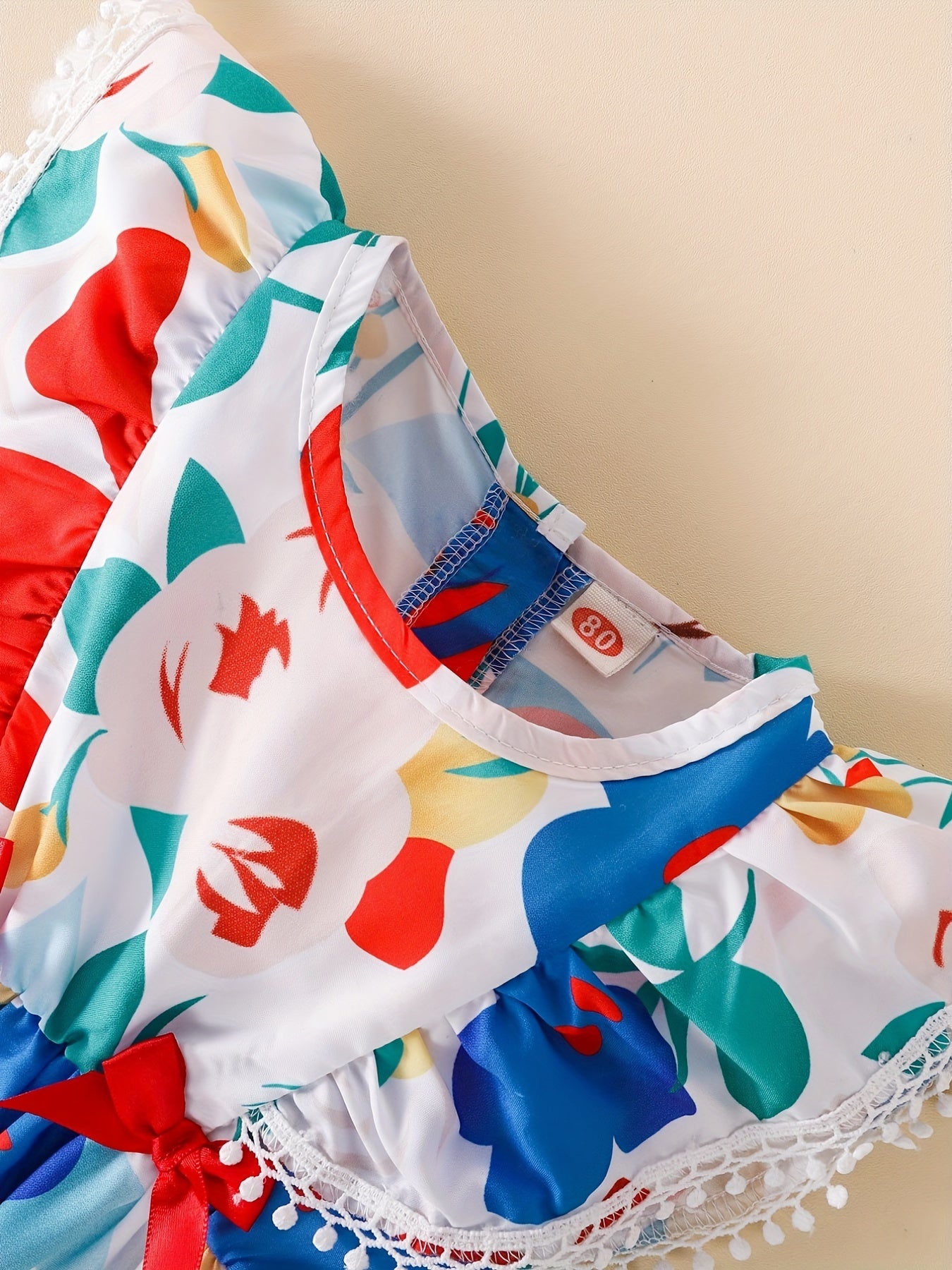 Baby Girls Floral Painting Graphic Flutter Sleeve Casual Dress