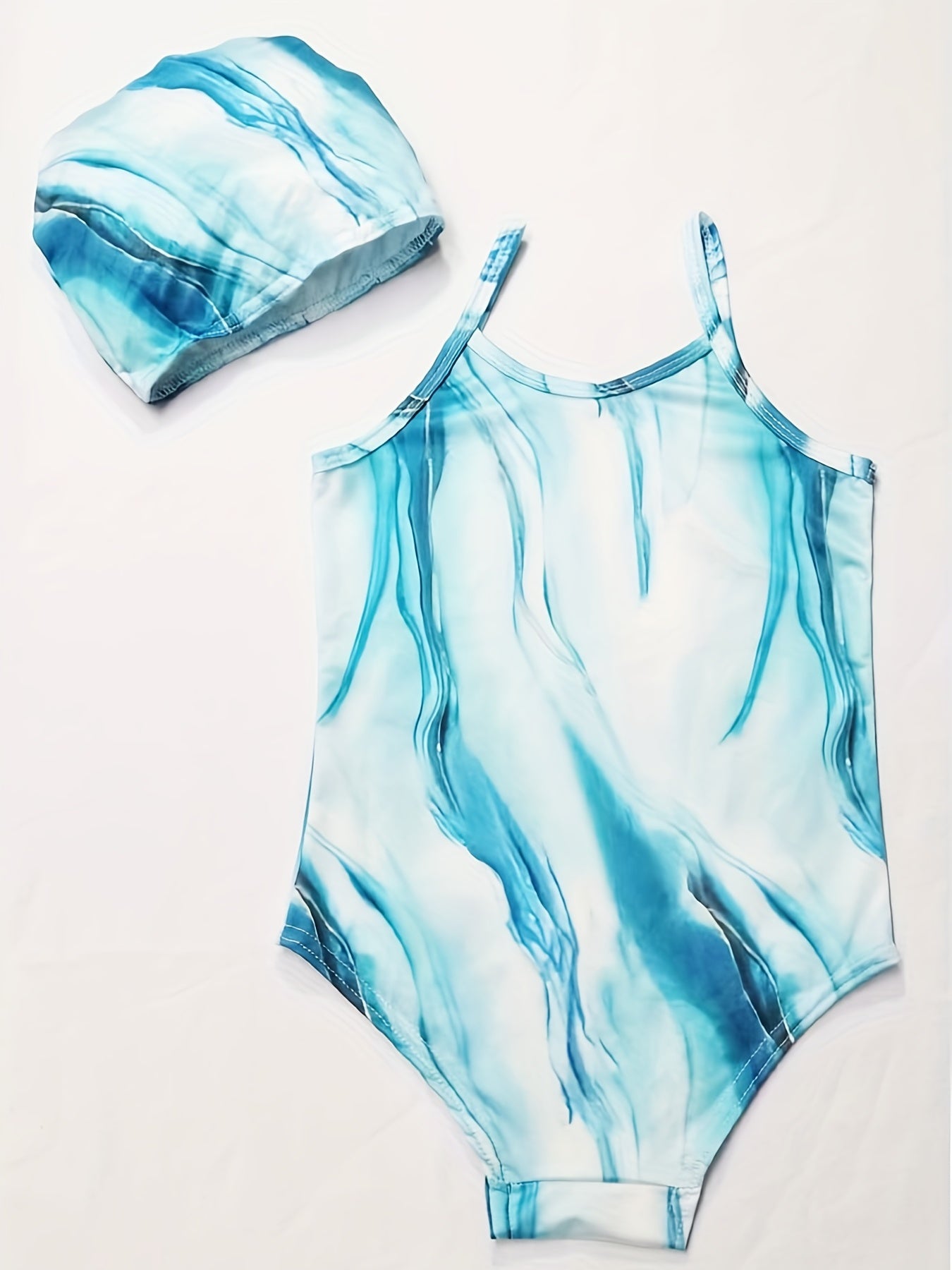 Toddler Girls Tie Dye One Piece Swimsuit & Cap