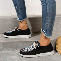 Women's Lightweight Canvas Sneakers Low Top Lace Up Comfy Walking Shoes