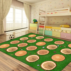 3D Tree Stump Circle Classroom Carpet Area Rugs Non Slip Backing