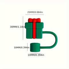 6pcs Christmas Silicone Straw Cap Dustproof Cover Plug