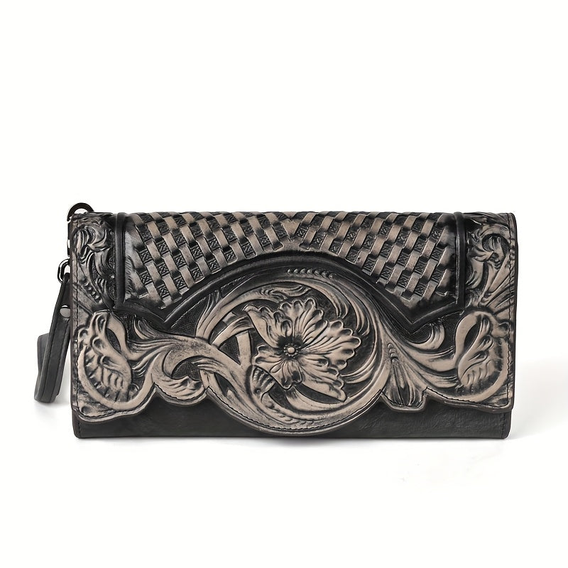 Leather Long Wallet Women's Multi-functional Embossed