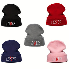 Unisex Couple Knit Hat LOSER Embroidery Skull Cap Warm Ski Hats