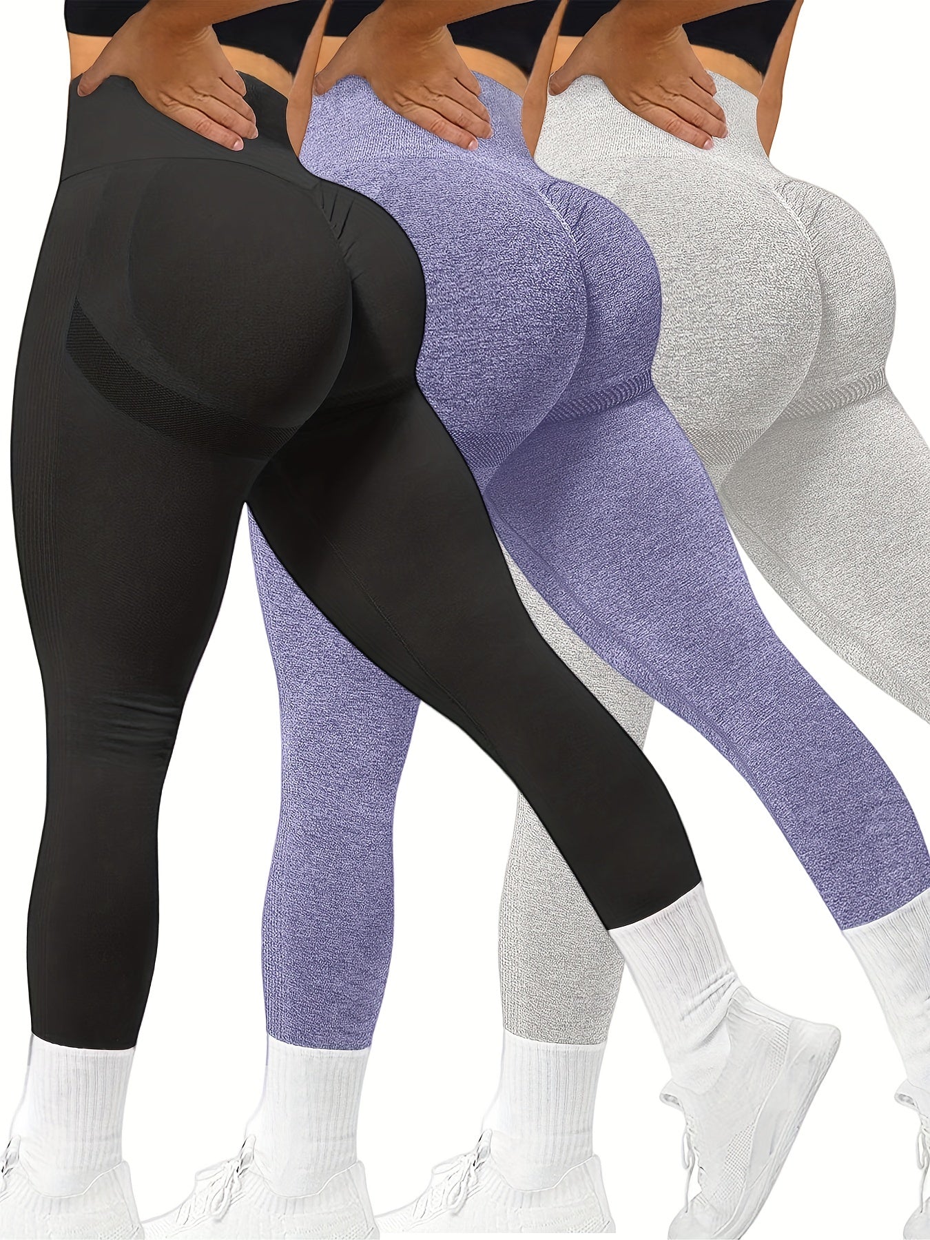 3 Pack Seamless Soft Sports Leggings High Waisted Yoga Pants Women's Activewear