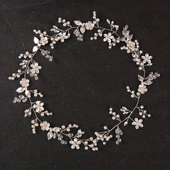 Flower Rhinestone Crystal Faux Pearl Headband Hair Jewelry