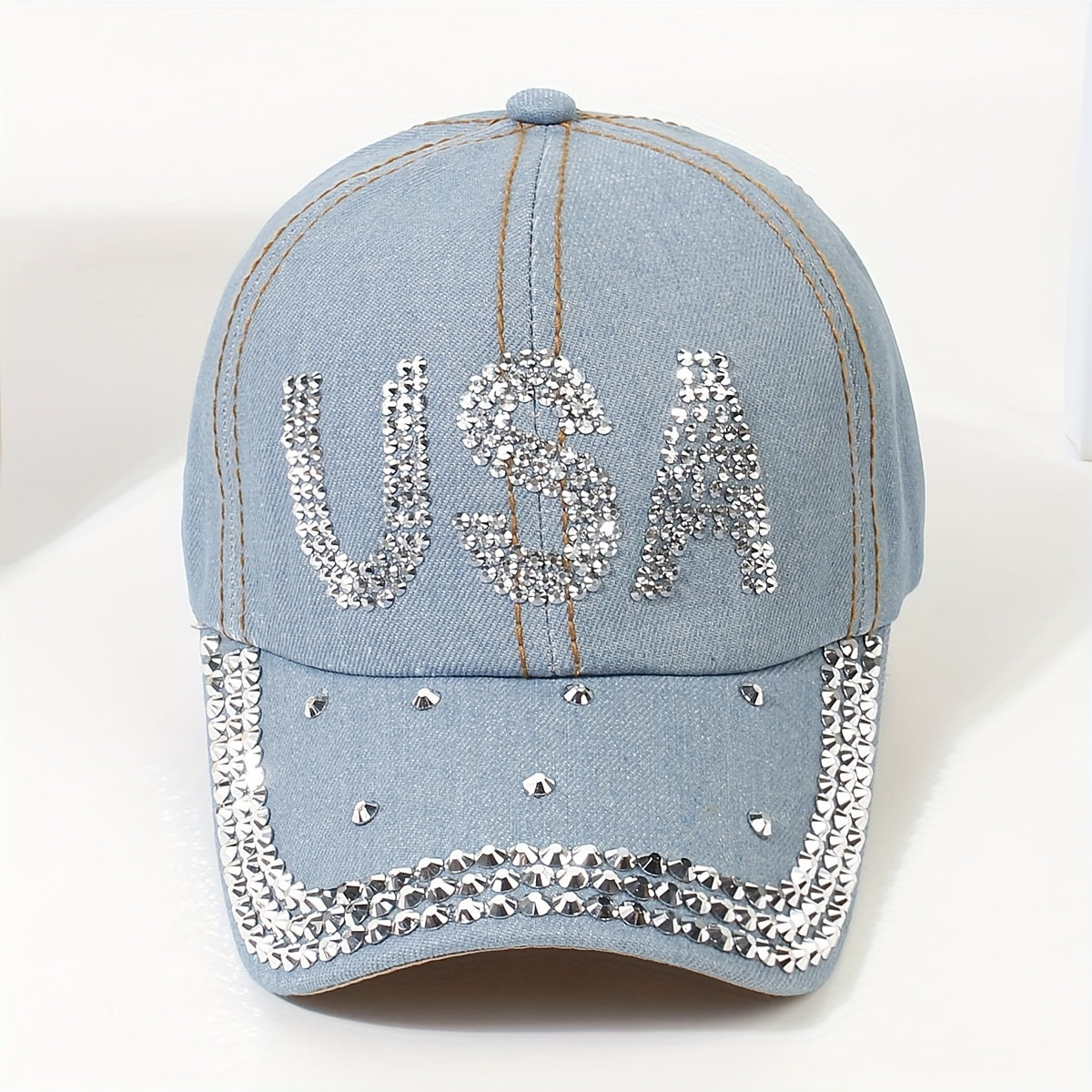 Rhinestone Baseball Cap Distressed Sports Hat Adjustable Lightweight Dad Hats