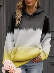 Casual Long Sleeve Block Hoodie Sweatshirt Women's Clothing