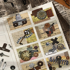 Industrial Retro Style Die Cut Stickers for Journal Materials