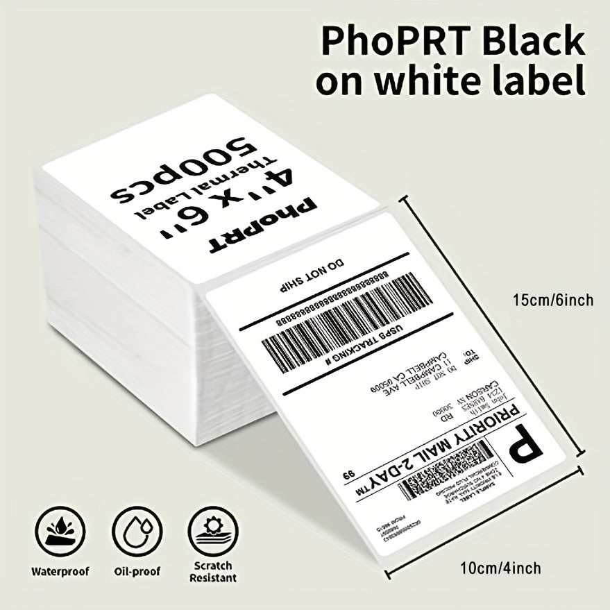 500 Thermal Label Paper Labels 10x15 Permanent Adhesive