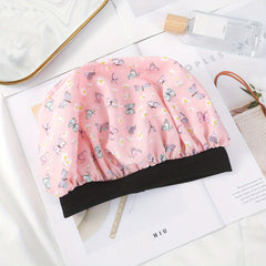 Butterfly Print Satin Bonnet Solid Night Cap Soft Hair Bonnet